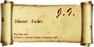 Jávor Iván névjegykártya